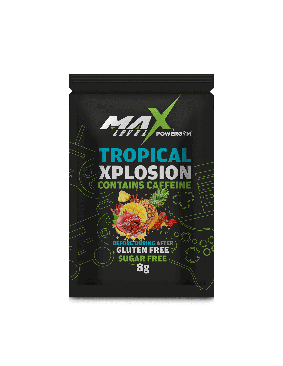 Энергетик для геймеров MAX LEVEL коробка 6 пакетиков TROPICAL XPLOSION